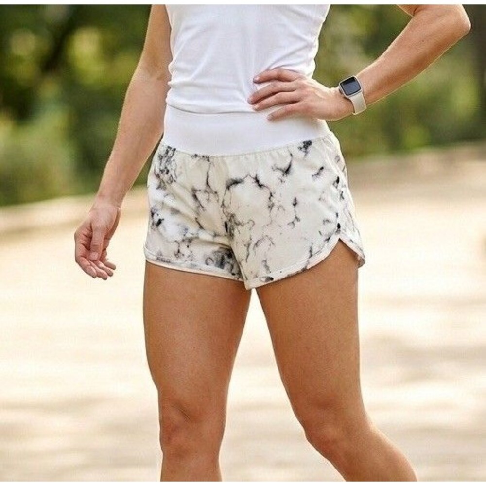 Active Life Shorts Womens Sz XL Running Liner Pockets White Marble Athletic New